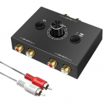 Heli splitter kahesuunaline helil&uuml;liti vaigistusnupuga 2x1 / 1x2 L / R RCA stereoheli l&uuml;liti helimuundur