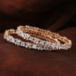 V&otilde;luvad naiste Estele k&auml;ev&otilde;rud roosa kullaga kaetud, CZ ja valgete kristallidega