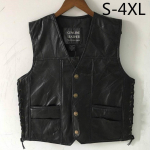 Ehtsast lambanahast punk-mootorrattavest Biker Vest Mootorratta jakid Nahast varjatud kandevest 3XL must