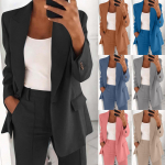 Women's Spring Fashion Polo Senior Slim Lapel Cardigan Temperament Suit Jacket Set Plus Size XXL