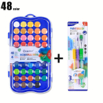 1 tk 36/48v&auml;rviline akvarellipakk loomingulistele t&auml;iskasvanutele Kolm pintslit V&auml;rvilised ja pestavad akvarellid kaasaskantavas &uuml;mbrises ja kunstitarbed igas vanuses 36 colors