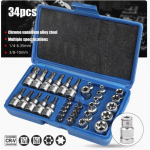 34 tk Torx Star pistikupesade komplekt 3/8 p&otilde;rkv&otilde;ti koos 5/16 kuuskantpesa kruvide kombinatsiooniga k&auml;eshoitav 34pcs/set