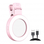 LED-selfie r&otilde;ngasvalgusti 180 kraadi p&ouml;&ouml;ratav &uuml;lihele 3 režiimiga taaslaetav telefoni magnetiline selfie-valgusti peegliga meigivalgusti roosa