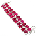 Ruby Natural Gemstone 925 Sterling Silver Bracelet 7-8 g8y69