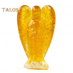 Looduskivist inglikujuke, positiivse tervendava energiaga, k&auml;sitsi nikerdatud v&auml;rviline kunstkristall, tiivuline kaitseingli kuju, kodukontori t&ouml;&ouml;laua kaunistus roheline