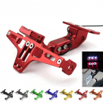 Universaalne mootorratta numbrim&auml;rgi raami hoidik, reguleeritav nurk LED-valgustusega punane