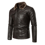 Uus meeste nahktagi karvaga integreeritud PU-nahktagi mootorratturi kraega paksenenud meeste nahktagi Korea stiilis kitsas jakk 4XL black