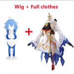 Anime Ganyu Cosplay Kost&uuml;&uuml;mid Riietus Vormi komplekt Parukas Jumpsuit Kleit Halloweeni Kost&uuml;&uuml;mid Naiste Riietus L-(Full set+wig)