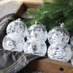 6 tk. L&auml;bipaistvad lume j&otilde;ulupallid ripatsid j&otilde;ulupuu kaunistamiseks L&auml;bipaistvad ehted Rippuvad ehted Xmas Navidad A