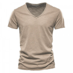 Slub Puuvillane T-s&auml;rk Meeste V-kaelusega puhtav&auml;rviline Slim Fit T-s&auml;rk Suvine Rand l&uuml;hikeste varrukatega T-s&auml;rgid Meeste T-s&auml;rgid Meeste Fitness S