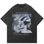 T&auml;navar&otilde;ivad Half Face Vintage Pestud Must T-s&auml;rk Puuvillane Y2K Unisex l&otilde;dvestunud Istikud T-s&auml;rgid S must
