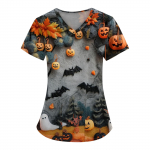 Naiste moodsad V-kaelusega l&uuml;hikeste varrukatega t&ouml;&ouml;r&otilde;ivad, taskutega, tr&uuml;kitud topid XXXXL tumesinine