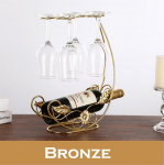 Veinipudeli klaaskaunistus riiul Laevariiul Veinihoidja Pokaal veiniriiul pronksi