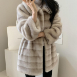 Pikk kunstkarusnahast mantel Talvine Femme Mink Veste Luksuslik Naine Mantel Triibuline Riided Korea soe Palus jakk Karvane Kunstlik kasukas S