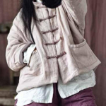 Naiste vanaaegsed linased pargid, n&ouml;&ouml;pidega &uuml;hev&auml;rvilised mantlid, talvealus pluss puuvillased taskud, naiste hiina pargid One Size roosa