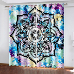 Kvaliteetne v&auml;rvilise lillemustriga kardin, masinpestav ja vastupidav magamistoa ja elutoa kaunistamiseks W132cm x H160cm&Grommet black