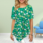 Naiste Pluss Suurus Daamide T-s&auml;rgid Lilleline Ristikulehe Tr&uuml;kk Lahtised Vabaaja Topid Naiste Ebakorrap&auml;rased Suveriided XS valge