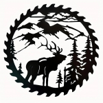 Metallist seinakunst &ndash; hirved metsas m&auml;nnipuudega &ndash; rippuv sisekujundus elutoas, magamistoas, m&auml;gimajakeses, majakeses, metsas helehall v&auml;rv