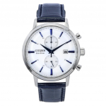 Citizen Eco-Drive kronograafi nahast rihm valge numbrilauaga CA7069-16A meeste k&auml;ekell valge