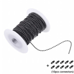 5 m/partii Kuld Must Pronks h&otilde;bedased V&auml;rvilised metallist kuulhelmeste ketid 1,2&ndash;4 mm DIY kaelakeede jaoks Ehted Leiud Aksessuaarid Black 2.4mm