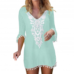 Naiste Pom Trim Tutt Pits heegeldatud Ujumisriided Beach Cover Up XL roheline