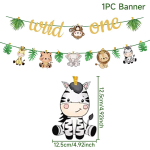 Džungli loomade lauan&otilde;ud Metsik &uuml;he s&uuml;nnip&auml;evapeo kaunistus Metsa džungli loomade safari teemapidu lastele poistele beebide du&scaron;itarbed