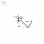 ZS 1 t&uuml;kk armas CZ kristallist ninaneeme L-kujuline 20g roostevabast terasest nina augustamine lillekuu s&uuml;damekujuline tsirkooniga nina augustamine Style 1