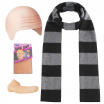 4 tk Kost&uuml;&uuml;miaksessuaarid T&auml;iskasvanud Mehed Naised Cosplay Peokomplekt Must Hall Triibuline Sall/V&otilde;ltsnina/Kiilasp&auml;ise Parukam&uuml;ts One Size must