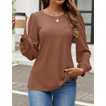 YYFS Naiste moe vabaaja kevads&uuml;gise &uuml;hev&auml;rvilise tr&uuml;kiga pikkade varrukatega O-kaelusega pluusid ja s&auml;rgid S valge