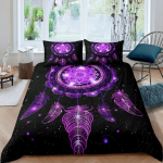 Lilla unen&auml;op&uuml;&uuml;dja tekikotikomplekt boheemlaslik sulgedega unen&auml;op&uuml;&uuml;dja voodipesukomplekt mikrokiust eksootiline etniline stiil kuningas tekikott EU single(135x200cm)