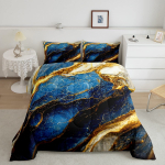 Marmorist Tekikoti Komplekt T&auml;issuuruses Kuldse Marmorimustriga Voodipesukomplekt 3 tk Poiste T&uuml;drukute Tuppa, Abstraktne Kivist Tekstuuriga Tekikott EU Single(135x200cm)