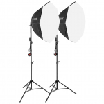Andoer Stuudiofotograafia Softboxi Komplekt 70cm/28in Kaheksakantse Fotograafia Softboxiga * 2 + 2.1M Metall UK