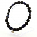 Pierres et Min&eacute;raux. Bracelet Sodalite du Br&eacute;sil + Perles Lave 8 mm. Fabriqu&eacute; en France.