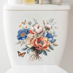 Vannitoa tualettruumi kleebised lille liblika mustriga vannitoa kaunistus isekleepuv v&auml;rvimine veekindel WC katte kleebis mitmev&auml;rviline