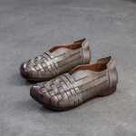 Johnature K&auml;sitsi kootud Retro Sandaalid Ehtne Nahk Hingavad Mugavad Naiste Slip-on Kingad 40 hall v&auml;rv