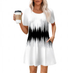 Naiste suvine kleit, vaba rannapuhkuse vabaaja kleit, &uuml;mara kaelusega l&uuml;hikeste varrukatega p&auml;ikesekleit taskuga l&uuml;hikeste varrukatega s&auml;rkkleit L must