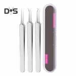 Mustpeade eemaldamise t&ouml;&ouml;riist Roostevabast terasest akne pintsetid selge naha jaoks Mustpeade eemaldamise pintsetid libisemisvastase k&auml;epidemega akne eemaldamise t&ouml;&ouml;riist 4pcs