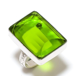 Peridot Gemstone Handmade 925 Sterling Silver Gift Jewelry Ring Size 7 y8k89