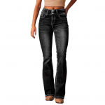 Naiste retro teksad taskutega keskmise v&ouml;&ouml;kohaga n&ouml;&ouml;bi ja lukuga kinnitusega venivad teksap&uuml;ksid &uuml;hev&auml;rvilised slim-fit laienevad p&uuml;ksid igap&auml;evaseks peoks t&ouml;&ouml;le M tumesinine v&auml;rv