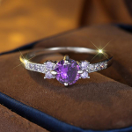 Armas lilla kuupmeetrist tsirkooniumoksiidist s&otilde;rmus Pulmatarvikud 925 Sterling H&otilde;bedane Promise s&otilde;rmus Naiste aastap&auml;eva kingituste v&otilde;lu Ehted 6 h&otilde;be/lilla