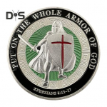 Jumala soomusm&uuml;nt 1,57-tollise l&auml;bim&otilde;&otilde;duga metallist suveniirm&uuml;nt, pandud kogu Jumala soomusr&uuml;&uuml; kahepoolsele soomustatud s&otilde;duri v&auml;ljakutsele s&otilde;jav&auml;ekirikule 1pc h&otilde;be