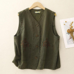Puuvillane vest naistele Linane varrukateta Vintage teksist vest &Uuml;lem&otilde;&otilde;dulised Prindid Mitmek&uuml;lgne Vabaaja N&ouml;&ouml;pidega Vest M roheline