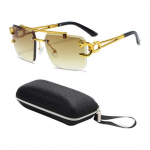 Retro Ristk&uuml;likukujulised P&auml;ikeseprillid Naistele Meestele Vintage Kahekordse Sillaga UV-kaitse Prillid Leopardi Suure Raamiga Trimmiga P&auml;ikeseprillid hall