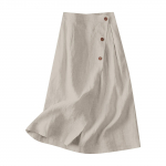 Vabaaja A-l&otilde;ikeline seelik, Suvine puuvillane ja linane keskmise pikkusega, Elastne v&ouml;&ouml;koht, Suure lehviga seelik L khaki