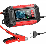 2-in-1 auto aku laadija ja tester 12V/24V CCA SOH SOC anal&uuml;saatori komplekt mootorrataste, autode ja s&otilde;idukite AGM-, GEL-, LiFePO4-akudele EU Plug punane