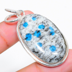 K2 Blue Azurite Handmade 925 Sterling Silver Jewelry Pendant 2.05 z0a23