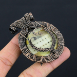 Mother Of Pearl Handmade Copper Wire Wrap Pendant 2.56 i9w40