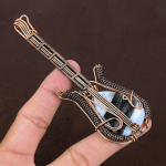 Owhyee Blue Opal Handmade Copper Wire Wrap Guitar Pendant 4.53 a9u37