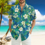 Meeste moodne lahtine Hawaii tr&uuml;kitud l&uuml;hikeste varrukatega rannas&auml;rk XXXL