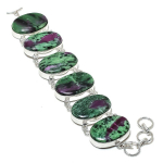 Natural Ruby Zosite Gemstone Handmade 925 Sterling Silver Bracelet 7-8 n5d25